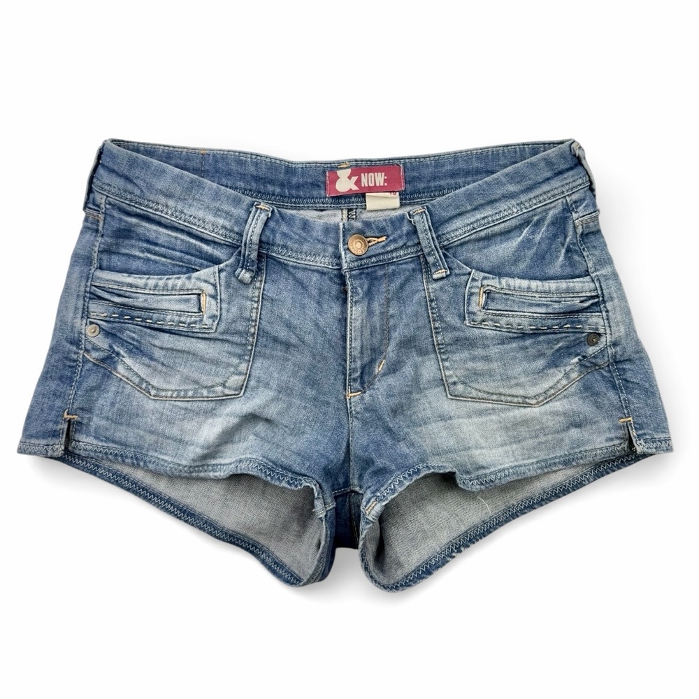 Y2K &NOW Denim Micro Shorts Low Rise Festival Booty‎ Shorts Size